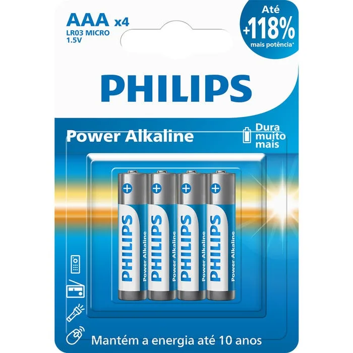 Pilha Aaa Alcalina - 4 Unidades - Philips