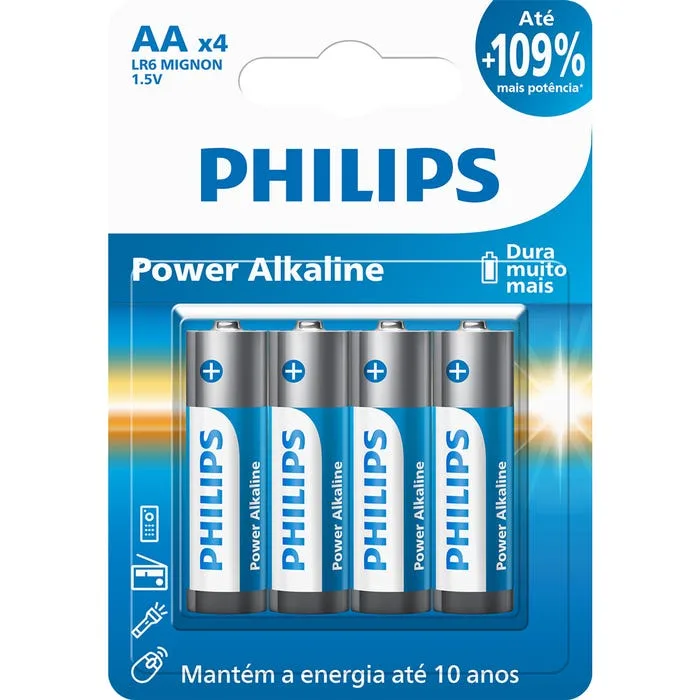 Pilha aa Alcalina - 4 Unidades - Philips