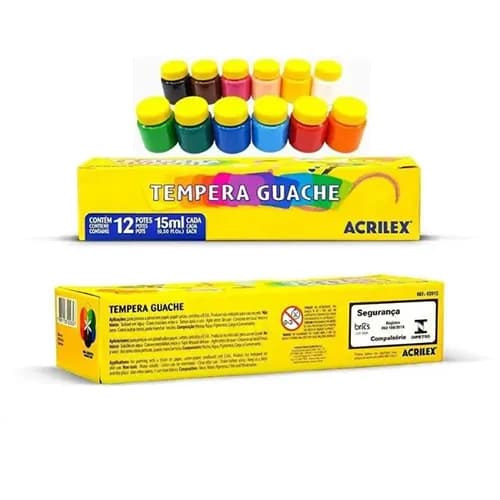 Tempera Guache 15ml - 12 Unidades - Acrilex