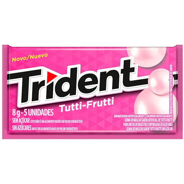 Trident 8g Tutti Frutti Sem Acucar - 5 Unidades