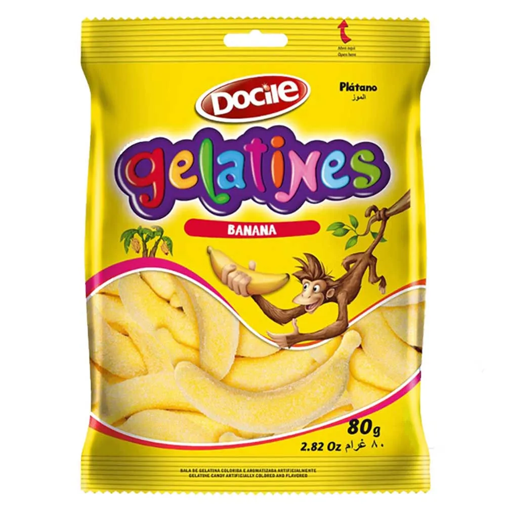 Bala de Gelatina 80g Bananas - Docile