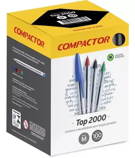 Caneta 1.0mm Preto - Top 2000 - Compactor