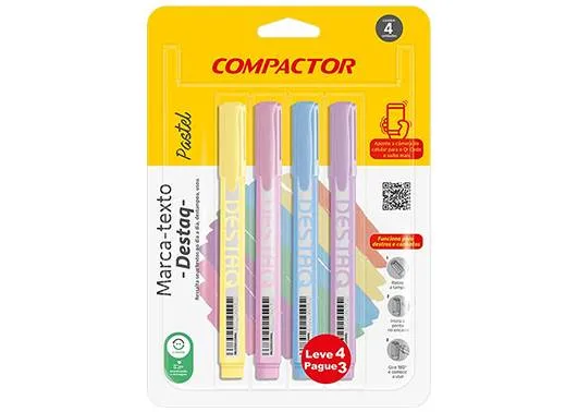 Marcador de Texto - 4 Unidades - Destaq - Compactor
