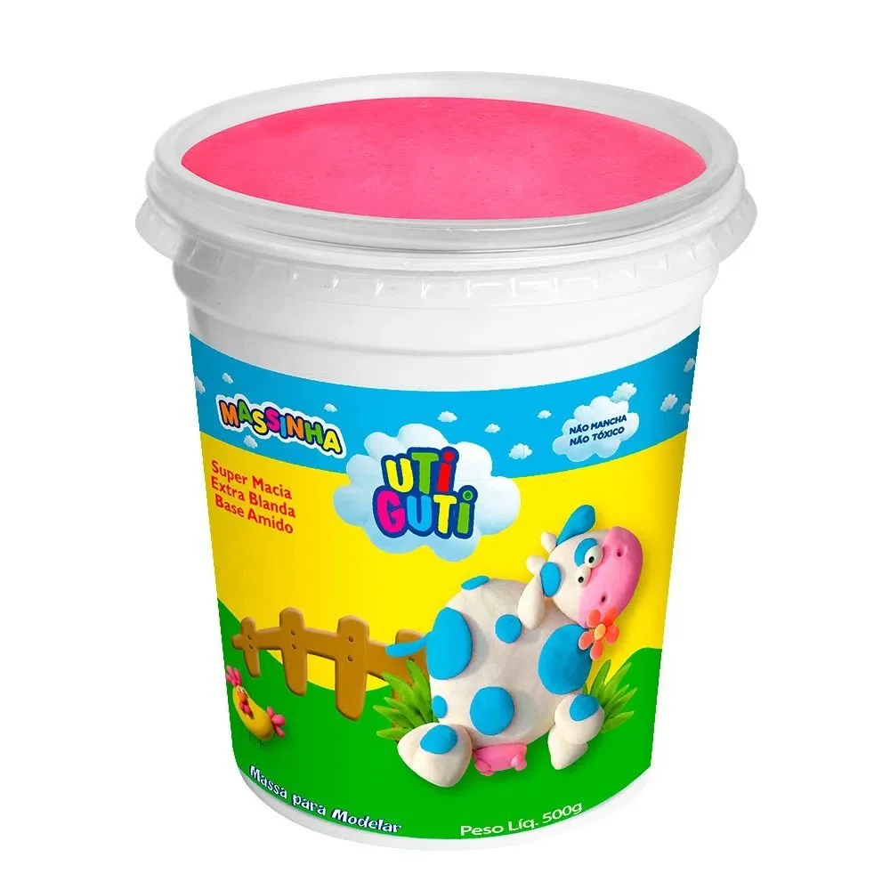 Massinha de Modelar 500g - Rosa - Uti Guti