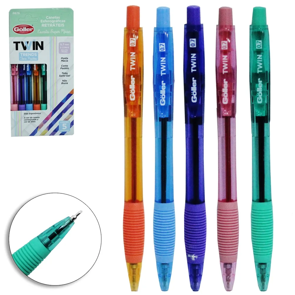 Caneta Esferografica 0.7mm - 5 Unidades - Twin Trend