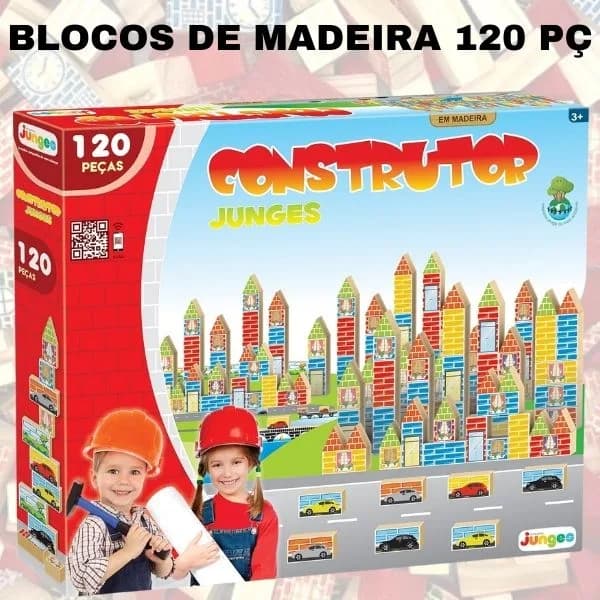 Bloco em Madeira + Adesivos - 120 Pecas - Supercraft